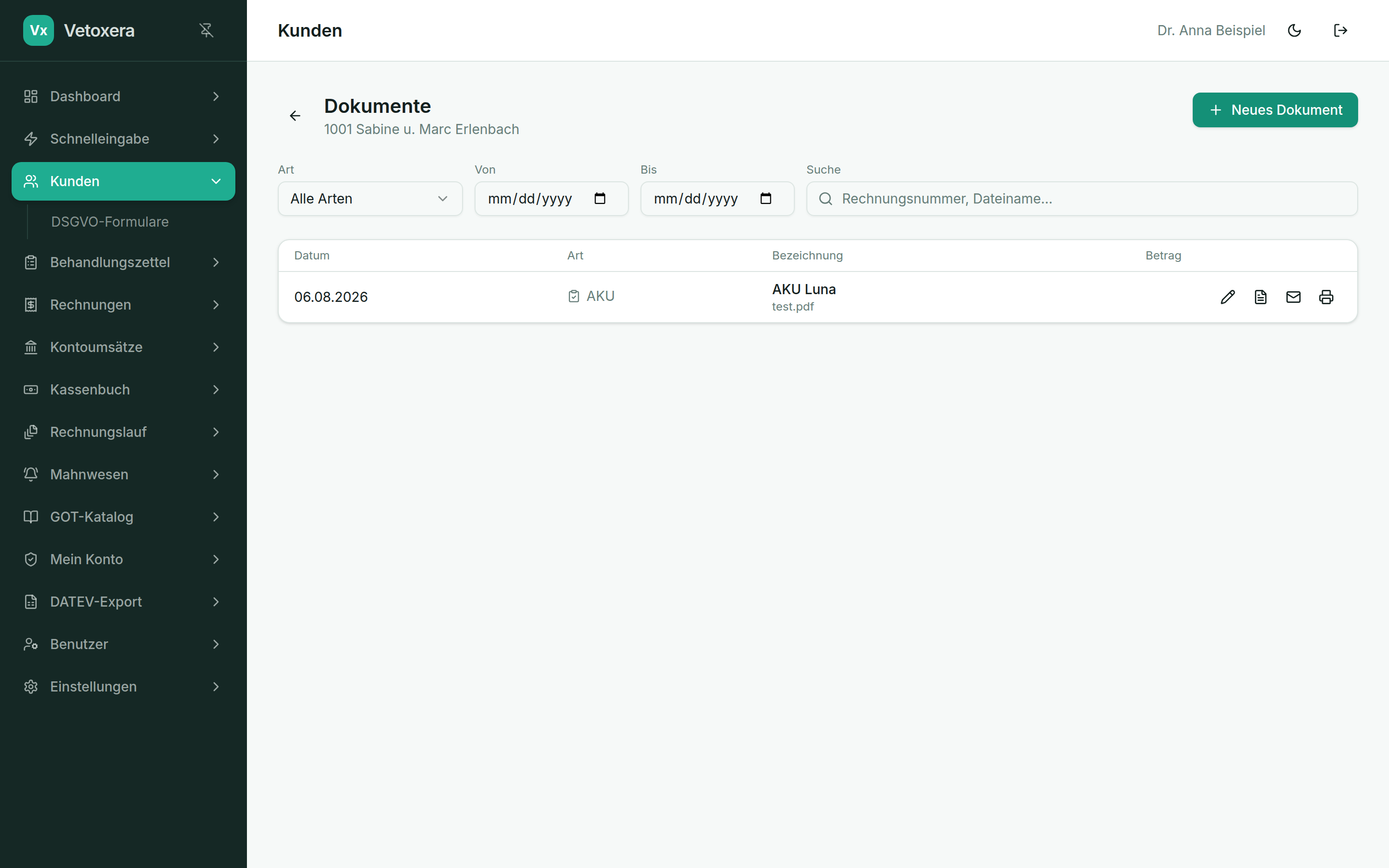 A client's documents – AKU reports are created here too
